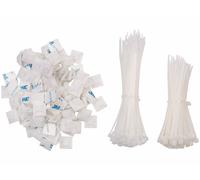 AGT 200 serre-câbles avec 100 supports autocollants - coloris blanc