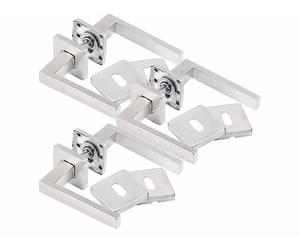 AGT 3 garnitures de porte en inox: 6 poignées avec rosaces