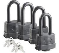 AGT Cadenas à anse XXL – Lot de 4, 2 x 3 clés, IP44