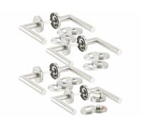 AGT 4 garnitures de porte modernes en inox - 8 poignées sur rosaces