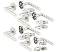 AGT 4 garnitures de porte modernes en inox - 8 poignées sur rosaces