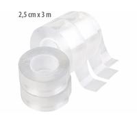 AGT 4 rubans adhésifs acryliques double face transparents 2,5 cm x 3 m