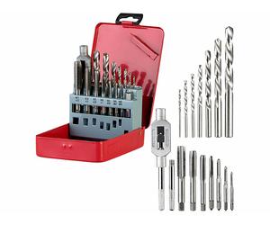 AGT Boîte avec 7 forets et 7 tarauds HSS-G pour perceuse et tourne-à-gauche