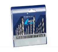 AGT Ensemble de forets 15 pièces avec forets HSS pour métal, bois & béton