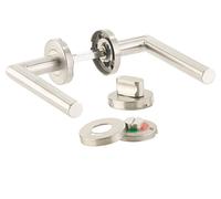 AGT Garniture de porte pour salle de bains/WC – 2 poignées et rosaces