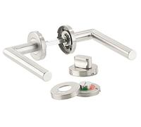 AGT Garniture de porte de salle de bains/WC - 2 poignées et rosaces