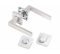 AGT : Garniture de porte de WC/salle de bains, 2 poignées sur rosaces carrées G