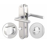 AGT Garniture de porte en inox pour portes de WC/SdB – 2 poignées