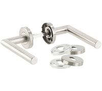 AGT Garniture de porte moderne en inox: 2 poignées avec rosaces