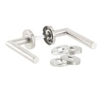 AGT – Garniture de porte moderne en inox – 2 poignées avec rosaces