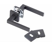 AGT Garniture de porte noire - 2 poignées sur rosaces carrées