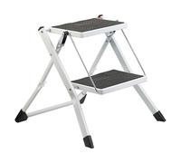 AGT Marchepied pliable en acier avec revêtement antidérapant - 2 marches