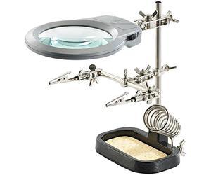 AGT Troisième main avec pinces de serrage, loupe à LED et support pour ...