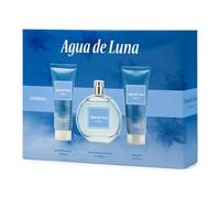 AGUA DE LUNA - Cologne Original 100 ml + Gel Bain 75 ml + Lait Corps 75 ml, Coffret Cadeau Femme, Eau de Toilette Naturelle et Féminine, Arôme Floral, Parfum Frais et Longue Durée