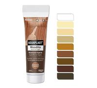 Aguaplast Woodlite mastic pour bois coloré. Fibrate, résiste aux dilatations jusqu'à 20%. Idéal pour les trous et les fissures dans la main unique sans retrait. Acajou clair