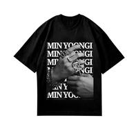 Agust-D SUGA T-shirt Min Yoon Gi K-pop T-shirts For Les Fans Hommes Femmes(Color:Black-a,Size:L)