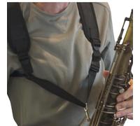 Agustu Sangle tour de cou pour saxophone - Grand (45 cm x 70 cm) réglable avec bretelles rembourrées, mousqueton pivotant en métal - pour alto, ténor, baryton, clarinette - et chiffon de nettoyage