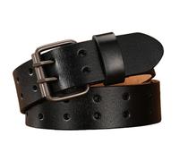 AGUTALITHIC Ceinture à Double Ardillon,Sangle De Taille en Cuir à 2 Trous pour Jeans, Boucle à 2 Ardillons 3,2cm De Large Ceinturon De Travail pour Hommes Et Femmes(130cm/51, Black)