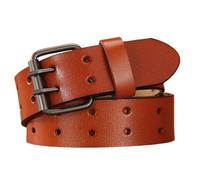 AGUTALITHIC Ceinture à Double Ardillon,Sangle De Taille en Cuir à 2 Trous pour Jeans, Boucle à 2 Ardillons 3,2cm De Large Ceinturon De Travail pour Hommes Et Femmes(130cm/51, Brown)