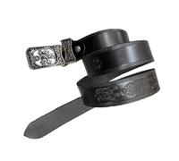 AGUTALITHIC Ceinture à Pression Cuir De Vachette Véritable Western Cowboy Cowgirl Sangle Gaufrée Artisanale Boucle en Forme De Fleur Ajourée Sculptée(105cm/41, Black-Silver)