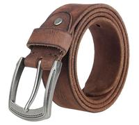 AGUTALITHIC Ceinture Aspect Vieilli Couture En Cuir Véritable Boucle En Alliage Classique à Ardillon Largeur 3,8cm Sangle De Décontractée Et Polyvalente(130cm/51, Coffee)