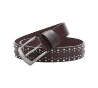 AGUTALITHIC Ceinture Cloutée Gothique Punk Rock Sangle en Similicuir Double Rangée De Rivets Ronds en Métal Brillant Et Rivets Carrés à Quatre Mâchoires(115cm/45, Brown)