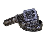 AGUTALITHIC Ceinture Cloutée Motif Serpent Clous Pyramidaux Carrés Rivets Fleuris Sangle en Cuir De Vachette Boucle Western Gravée(125cm/49, Gray)