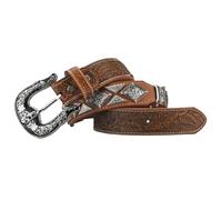 AGUTALITHIC Ceinture Cloutée Rivet Ovale Cheval De Rodéo Western Sangle De Taille en Cuir Cousue Fleurs en Relief Boucle Tête De Cheval De Rodéo Cowboy(110cm/43, C01)