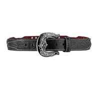 AGUTALITHIC Ceinture Cloutée Rivet Ovale Cheval De Rodéo Western Sangle De Taille en Cuir Cousue Fleurs en Relief Boucle Tête De Cheval De Rodéo Cowboy(110cm/43, B04)