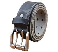 AGUTALITHIC Ceinture De Travail pour Homme Cuir Pleine Fleur Très Résistant Aspect Vieilli Ceinturon Boucle à Double Ardillon, Sangle De Taille à 2 Trous(130cm/51, Black)