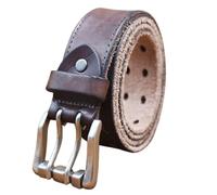 AGUTALITHIC Ceinture De Travail pour Homme Cuir Pleine Fleur Très Résistant Aspect Vieilli Ceinturon Boucle à Double Ardillon, Sangle De Taille à 2 Trous(120cm/47, Coffee)