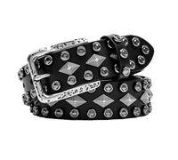 AGUTALITHIC Ceinture en Cuir à Clous Sculptés Forme Losange Rivet Décoratif Punk Rock Sangle De Taille pour Jeans, Pantalons Et Robes(115cm/45, B)