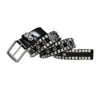 AGUTALITHIC Ceinture en Cuir Cloutée à œillets pour Homme Et Femme Sangle De Taille Gothique Punk Rock avec Rivets Carrés à Quatre Mâchoires Boucle à Ardillon(115cm/45, Black)