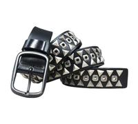 AGUTALITHIC Ceinture en Cuir Cloutée Sangle De Taille Gothique Punk Rock avec œillet Creux en Métal Brillant Triangle Pyramidal pour Homme Et Femme(125cm/49, Black)