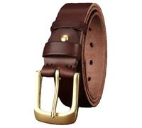 AGUTALITHIC Ceinture En Cuir De Vachette Vintage Lavage Sangle En Daim Résistante Boucle En Laiton Massif Idéale Avec Jean Ou Pantalon Décontracté(115cm/45, Brown)