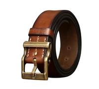 AGUTALITHIC Ceinture En Cuir Pleine Peau Pour Homme Avec Boucle à Ardillon Simple,Ceinturon En Cuir De Vachette Véritable Fait à La Main 5mm D'épaisseur X 3.9cm De Largeur(110cm/43, Brown)
