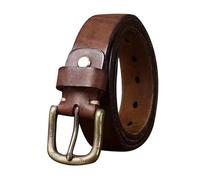 AGUTALITHIC Ceinture en Cuir Véritable De Vachette pour Homme Et Femme, 3,3cm De Large, 5mm D'épaisseur Fabriqué à La Main Ceinturon Décontracté avec Coffret Cadeau(115cm/45, Brown)
