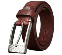 AGUTALITHIC Ceinture épaisse En Cuir Pleine Fleur Largeur 3,8cm Sangle De Taille Robuste Boucle En Acier Inoxydable Haute Dureté Embossée(125cm/49, Reddish Brown)