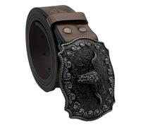 AGUTALITHIC Ceinture Motif Gaufré Western Cowboy-Cowgirl Boucle en Relief Gravure Floral Vintage Têtes d'animaux Sangle De Taille en Cuir PU(125cm/49, D)