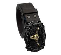 AGUTALITHIC Ceinture Motif Gaufré Western Cowboy-Cowgirl Boucle en Relief Gravure Floral Vintage Têtes d'animaux Sangle De Taille en Cuir PU(125cm/49, A)