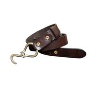 AGUTALITHIC Ceinture Tressée Faite Main pour Homme Et Femme avec Boucle Réglable à Crochets en Laiton Massif Largeur 3,5cm Sangle De Taille en Cuir pour Robe en Jean(130cm/51, Coffee)