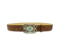 AGUTALITHIC Ceinture Western pour Homme Et Femme Boucle Turquoise à Fleur Gravée Cowboy/Cowgirl Sangle De Taille Vintage en Relief pour Robe Jean(110cm/43, B)