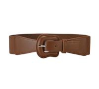 AGUTALITHIC Femme Ceinture élastique Gaufrée Motif Crocodile Similicuir Scintillant Largeur 5 Cm Sangle De Taille Extensible Boucle épaisse Vintage(85cm/33, Brown)