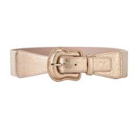 AGUTALITHIC Femme Ceinture élastique Gaufrée Motif Crocodile Similicuir Scintillant Largeur 5 Cm Sangle De Taille Extensible Boucle épaisse Vintage(75cm/29, Gold)