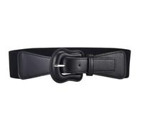 AGUTALITHIC Femme Ceinture élastique Gaufrée Motif Crocodile Similicuir Scintillant Largeur 5 Cm Sangle De Taille Extensible Boucle épaisse Vintage(85cm/33, Black)