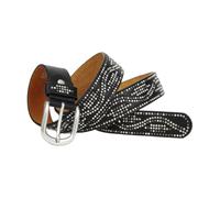 AGUTALITHIC Femme Ceinture en Cuir Brillant à Rivets Ronds Gothique Punk Rock Sangle De Taille Cloutée Boucle Carrée pour Jeans(110cm/43, Black)
