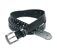 AGUTALITHIC Femme Ceinture en Cuir Cloutée Gothique Punk Rock Rivets Ronds en Métal Cowgirl Western Sangle De Taille pour Jeans Et Pantalons(115cm/45, Black)