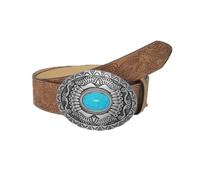 AGUTALITHIC Femme Ceinture Vintage Gaufrée Western pour Robe en Jean Style Cowgirl Sangle De Taille avec Boucle Turquoise à Motif Floral Gravé(120cm/47, C)
