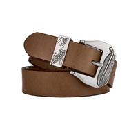 AGUTALITHIC Femme Homme Ceinture en Cuir Boucle Robuste Motif Plumes Gravé Sangle Western Vintage pour Pantalons, Jeans Et Robes(110cm/43, Brown)