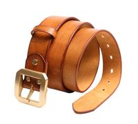 AGUTALITHIC Femme Homme Ceinture en Cuir De Vache Véritable Unisexe 3,8cm De Large Sangle De Taille Fabriquée à La Main avec Boucle Carrée en Laiton Massif Robuste(130cm/51, Brown)